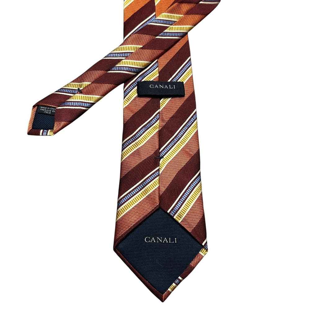 Canali 1934 Mens Luxury 100% Silk Necktie Italy 60 Length Repp Striped Business‎